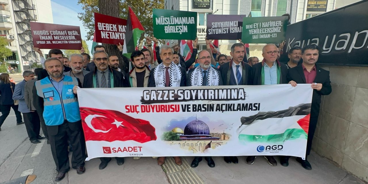 Samsun'da  İsrail'in Gazze'deki saldırılarına ilişkin suç duyurusunda bulunuldu