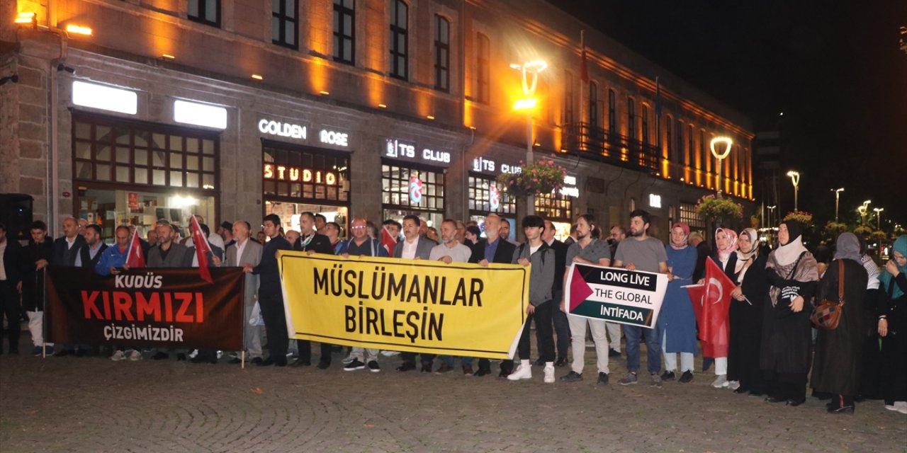 İsrail'in Filistin'e saldırıları Trabzon'da protesto edildi