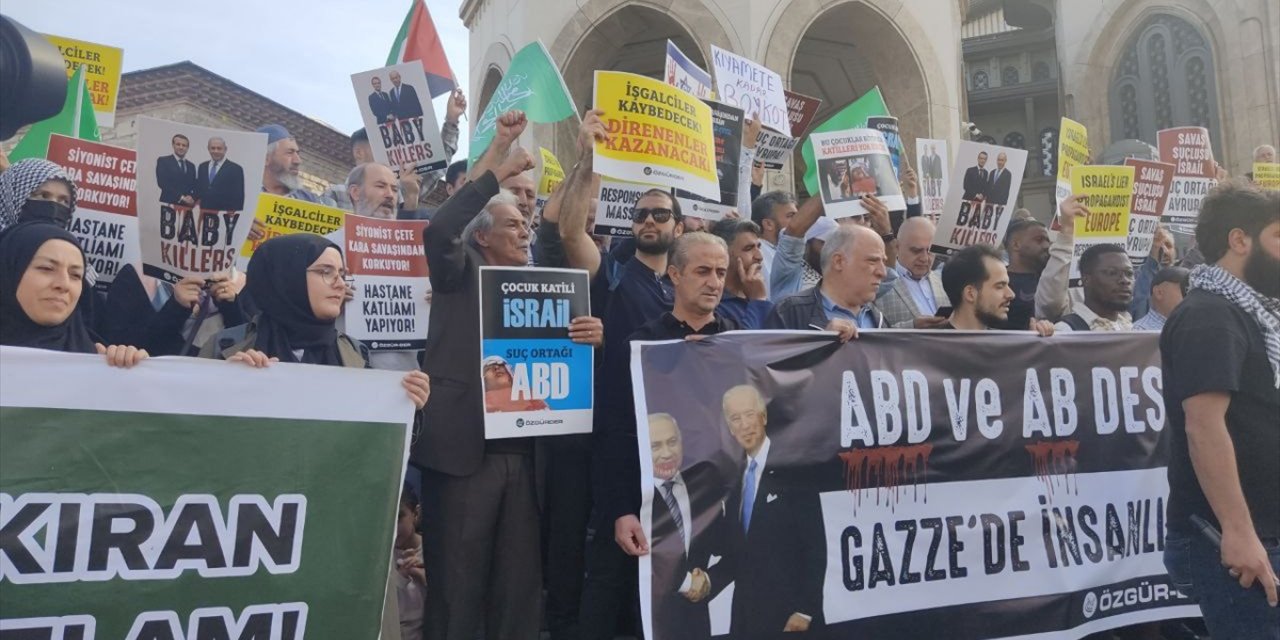 İstanbul'da Fransa Başkonsolosluğu önünde İsrail protestosu