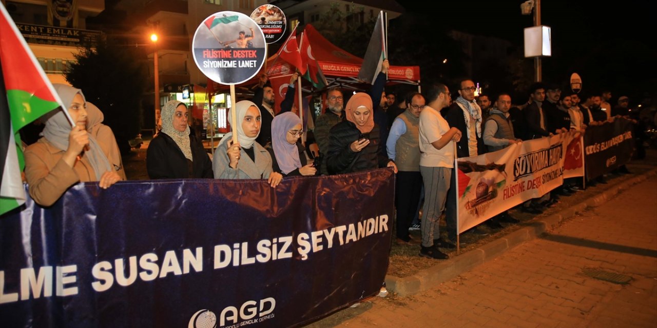 İsrail'in abluka altındaki Gazze'ye saldırıları Muğla'da protesto edildi