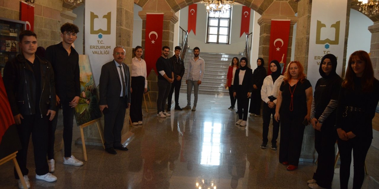 Erzurum'da Cumhuriyetin 100. yılına özel "Genç Cumhuriyete minnet" resim sergisi açıldı