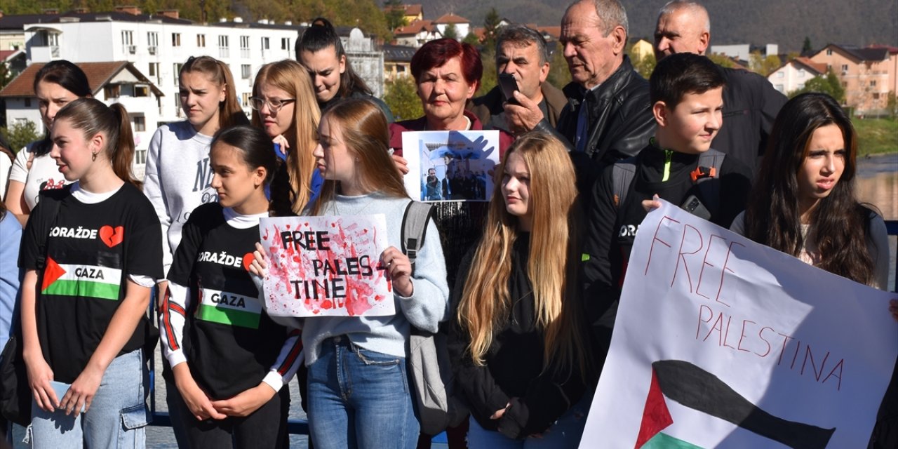 Bosna Hersek'in Gorazde kentinde Filistin'e destek gösterisi düzenlendi