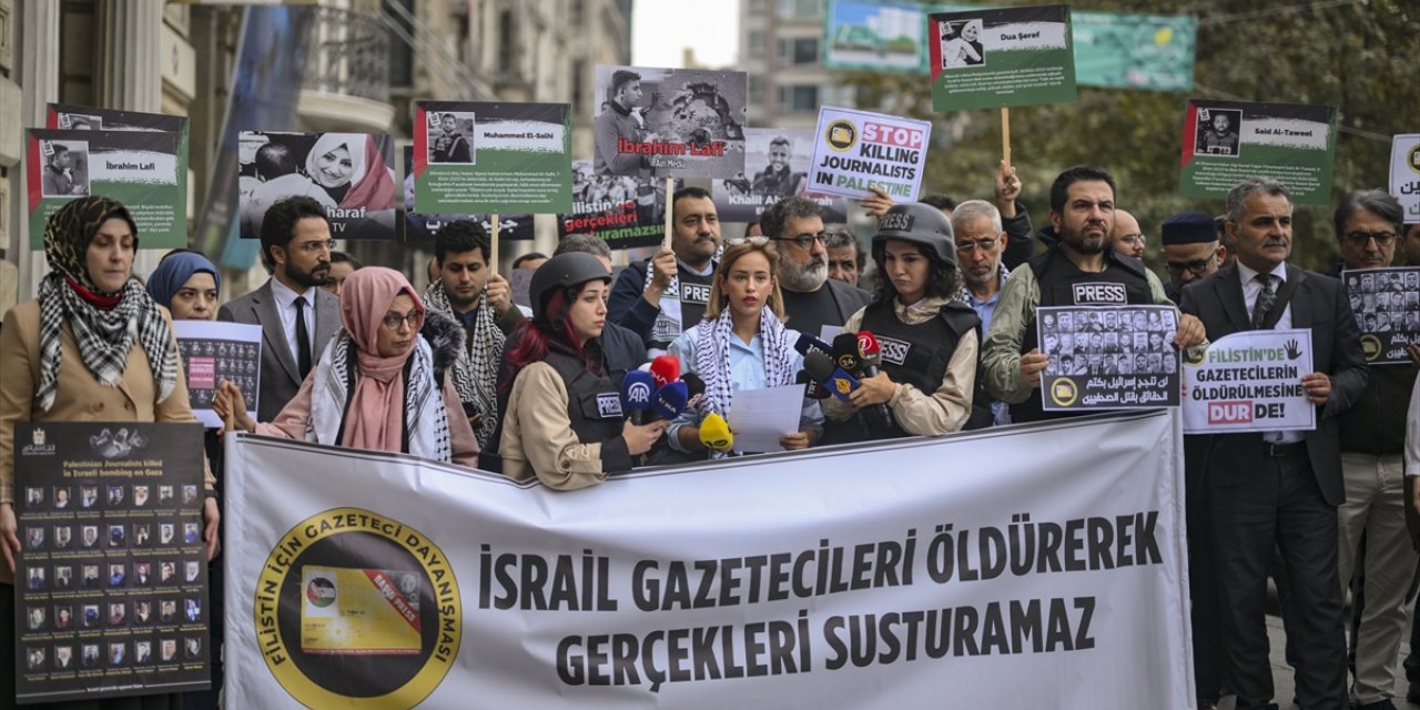 Press For Palestine Platformundan Gazze'de öldürülen gazeteciler için basın açıklaması