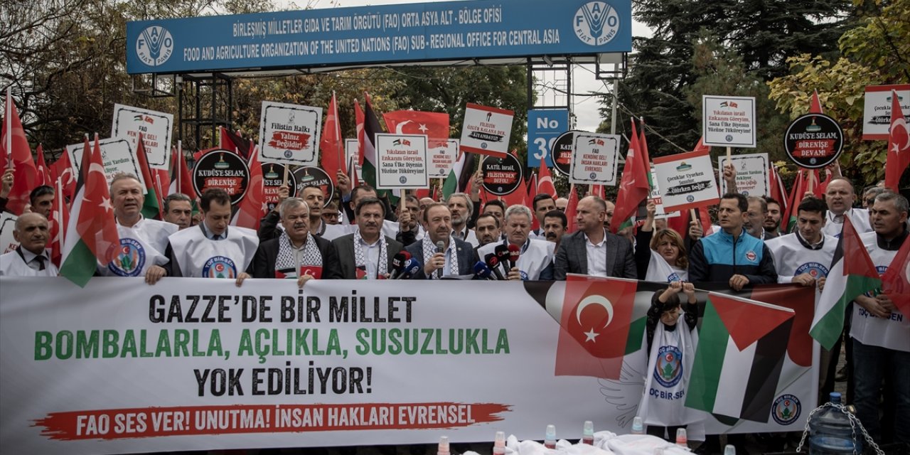 Toç Bir-Sen'den İsrail'in saldırılarına tepkisiz kaldığı gerekçesiyle FAO'ya protesto