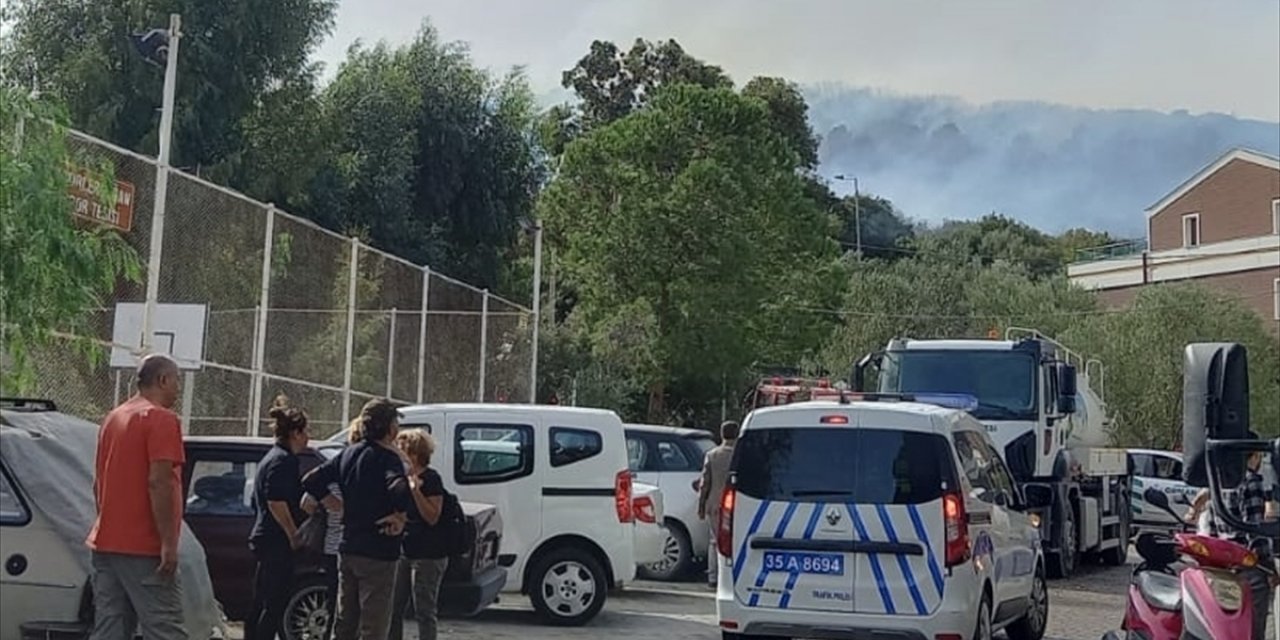 İzmir'in Dikili ilçesinde makilik alanda yangın çıktı