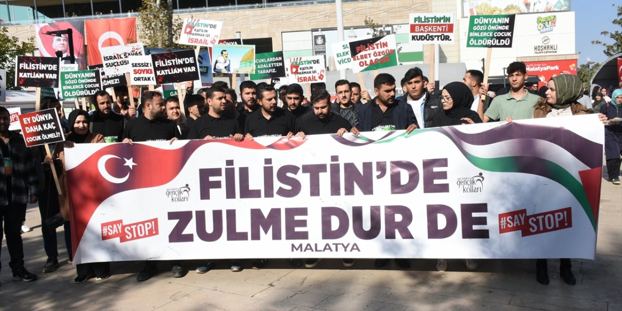 Malatya, Adıyaman ve Kilis'te AK Parti'li gençlerden İsrail'e tepki