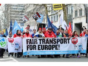 Brüksel'de taşımacılardan protesto