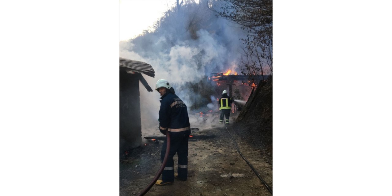 Artvin'de bir ev ile samanlık yandı