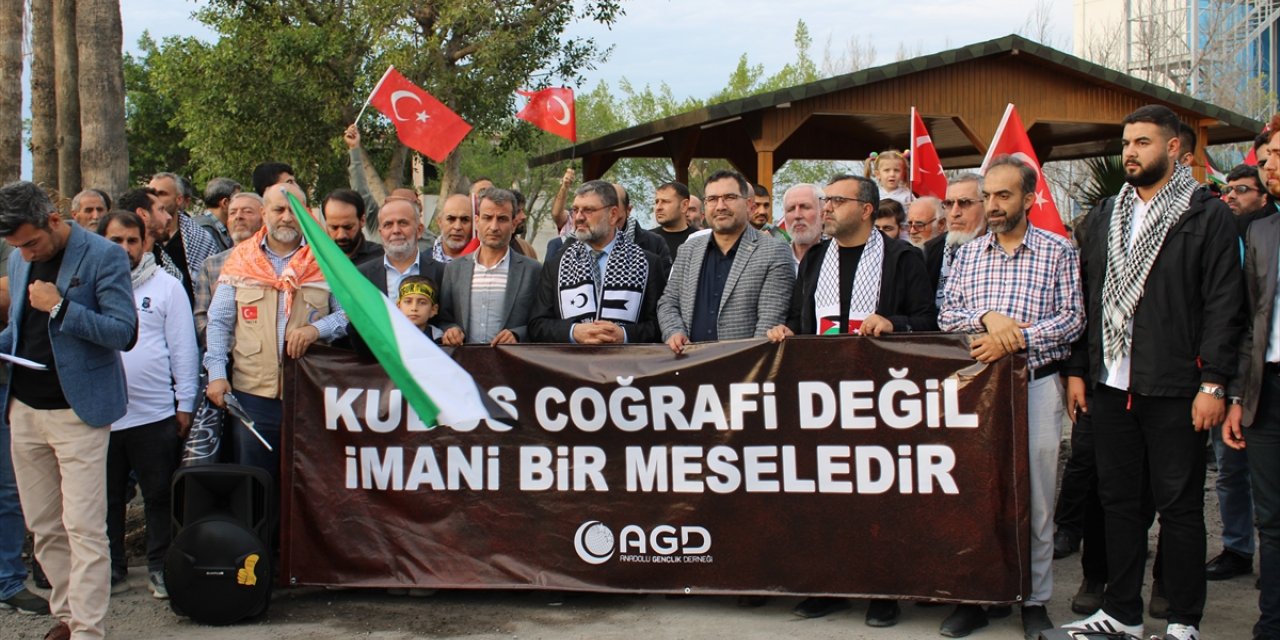 İsrail'in Gazze'ye yönelik saldırıları İskenderun'da protesto edildi