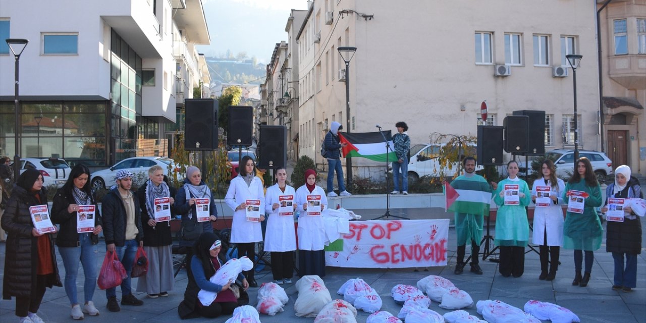 Saraybosna'da, Gazze'deki hastane saldırılarına ve sivil ölümlere dikkati çeken gösteri düzenlendi