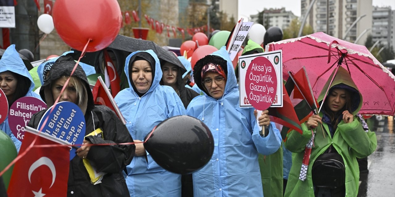 HAK-İŞ, Gazzeli kadınlara destek için yürüyüş yaptı