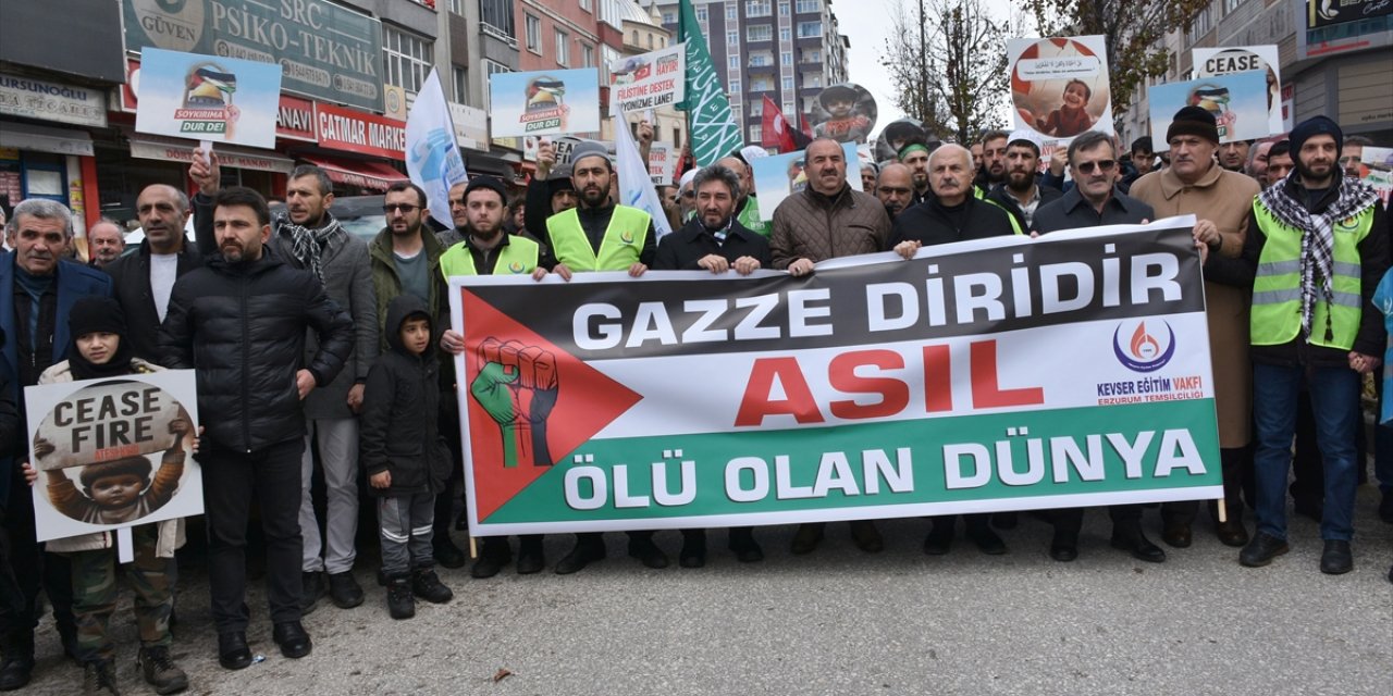 Erzurum, Ağrı ve Erzincan'da İsrail'in Gazze'ye yönelik saldırıları protesto edildi