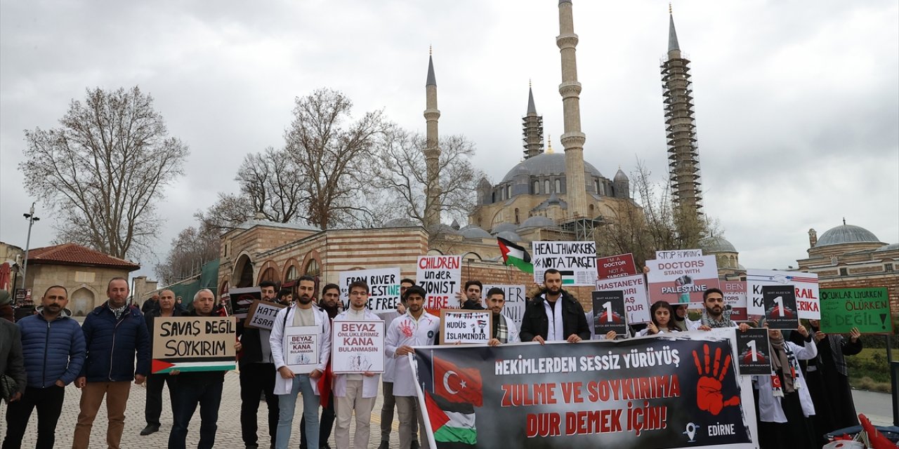 Edirne ve Tekirdağ'da İsrail'in Gazze'ye yönelik saldırıları protesto edildi