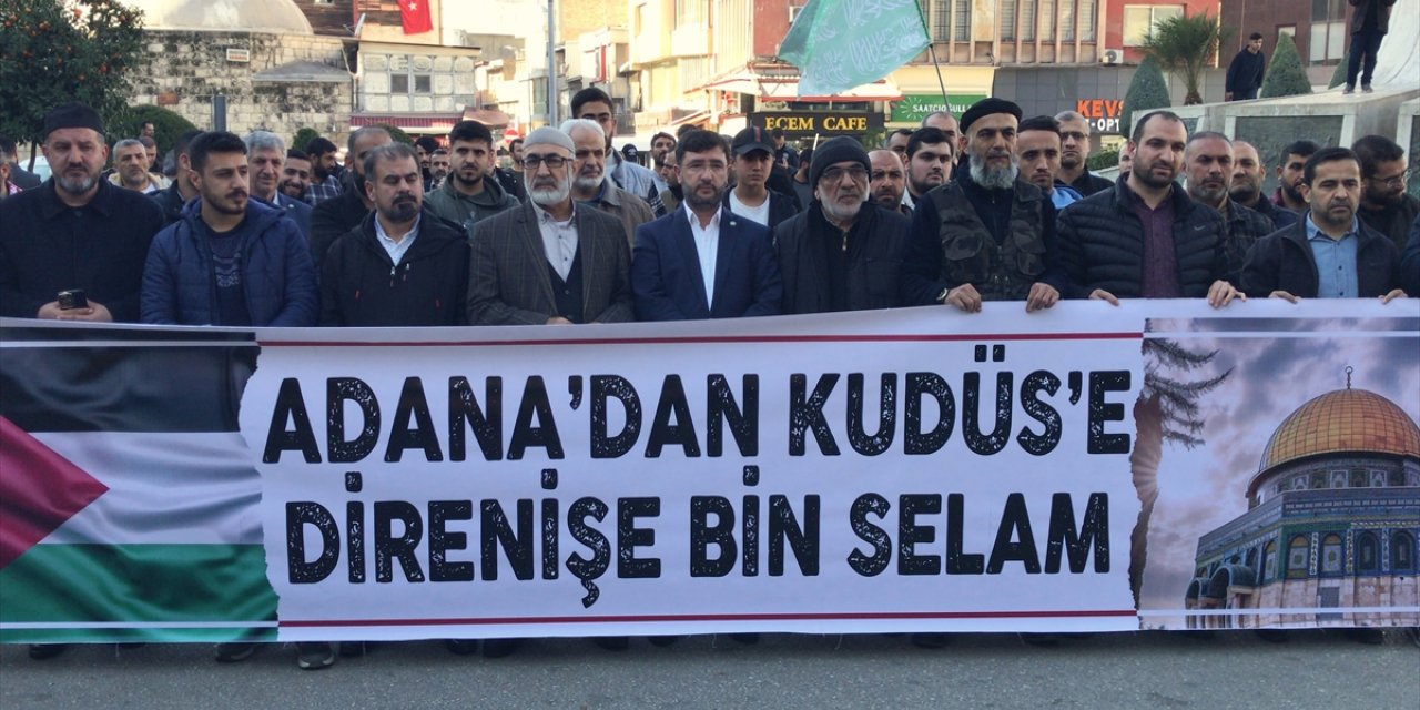 İsrail'in Gazze'ye saldırıları Adana'da protesto edildi