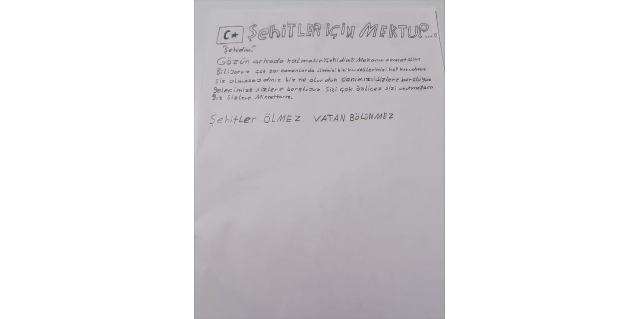 Koruma altındaki çocuklardan vatan korumasındaki Mehmetçiğe mektup