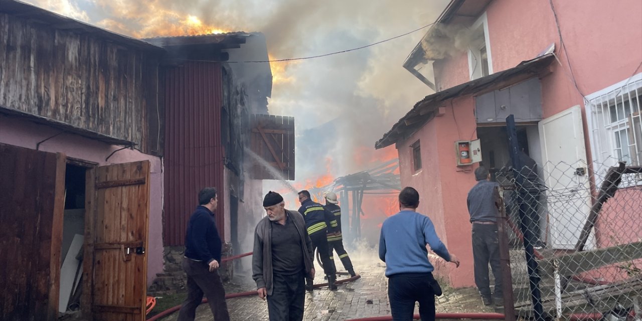 Bolu'da 2 katlı ev, samanlık, odunluk ve depo yandı