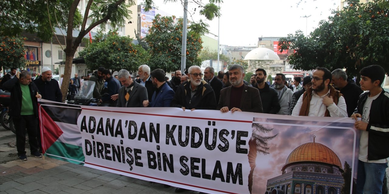 İsrail'in Gazze'ye saldırıları Adana'da protesto edildi