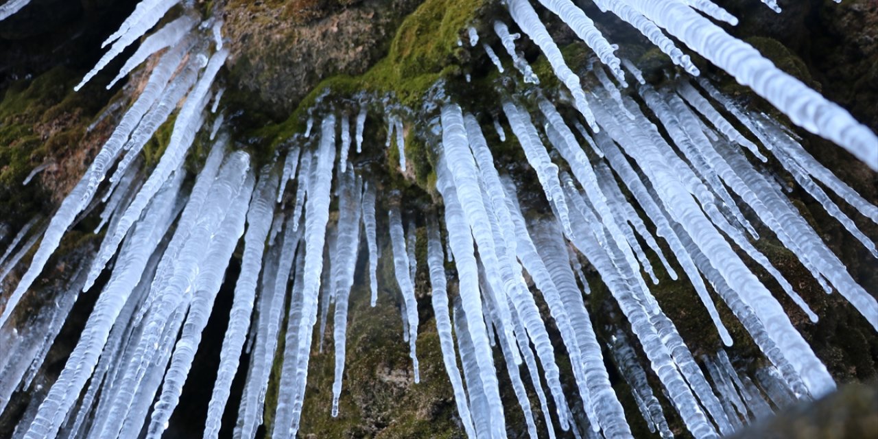 Erzincan'da Girlevik Şelalesi kısmen buz tuttu
