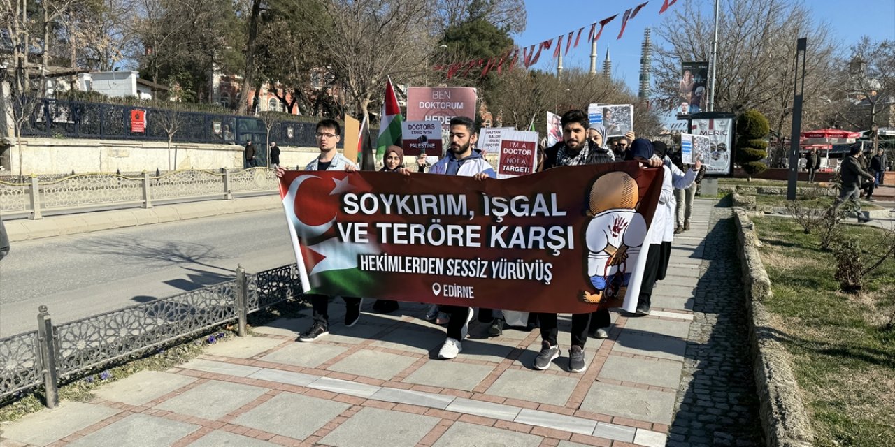 Edirne'de İsrail'in Gazze'ye yönelik saldırıları protesto edildi