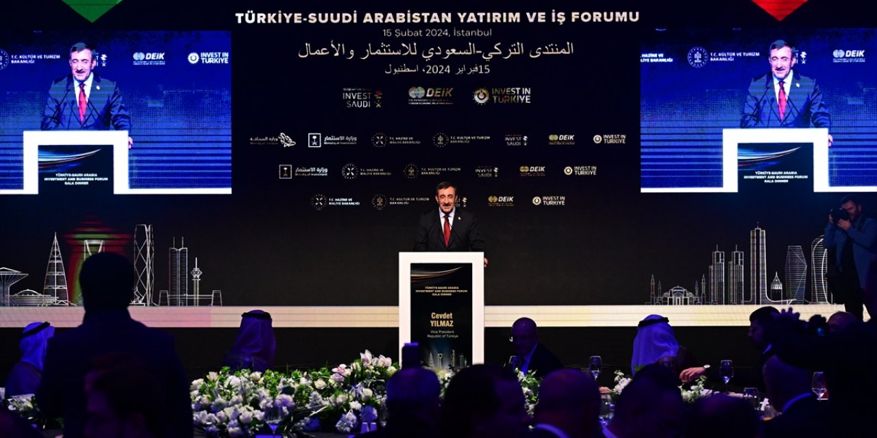 Cumhurbaşkanı Yardımcısı Yılmaz Türkiye-Suudi Arabistan Yatırım ve İş Forumu'nun galasında konuştu:
