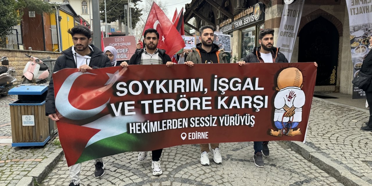 Edirne'de, Gazze'ye destek için "sessiz yürüyüş" düzenlendi