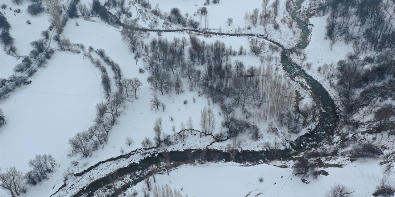 Iğdır'daki Üçkaya Vadisi karla kaplandı