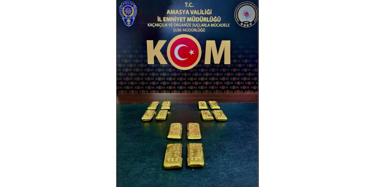 Amasya'da yolcu otobüsünde 3 kilogram külçe altın ele geçirildi