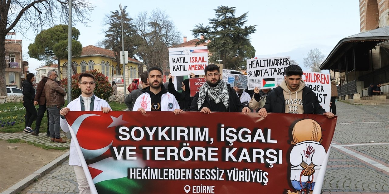 Edirne'de, Gazze'ye destek için "sessiz yürüyüş" düzenlendi