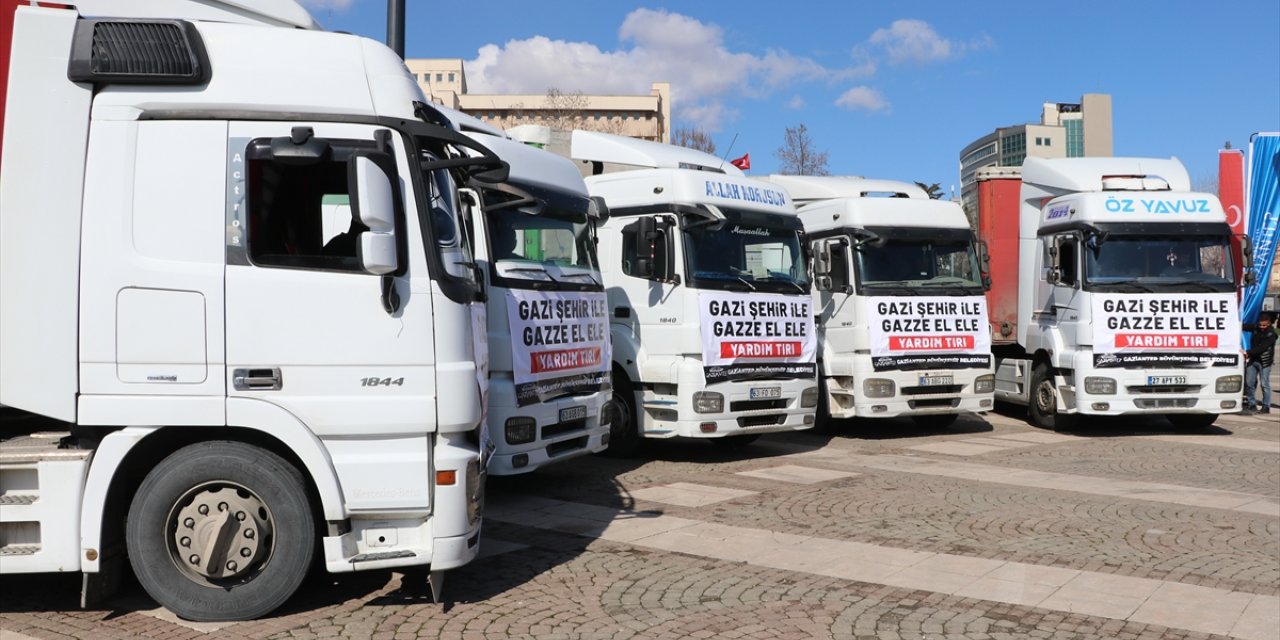 Gaziantep'ten Gazze'ye 5 tır insani yardım malzemesi yola çıktı