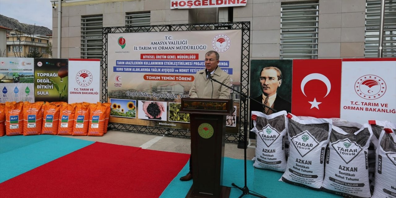 Amasya'da çiftçilere nohut ve yağlık ayçiçeği tohumu dağıtıldı