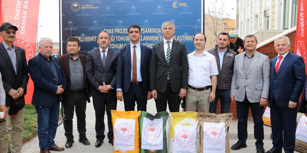 Edirne'de çiftçilere hastalıklara dayanıklı yerli hibrit ayçiçeği tohumu dağıtıldı