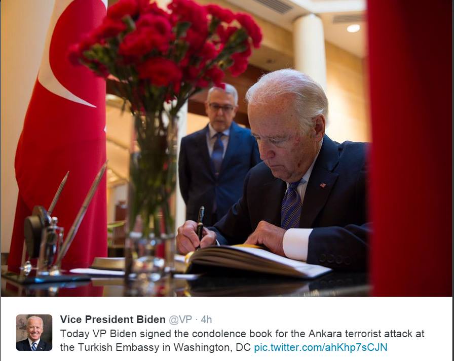 Vice President Biden signed the condolence book Turkish Embassy