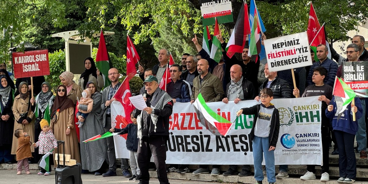 Çankırı'da "Gazze'yi Unutma" sloganıyla destek açıklaması yapıldı