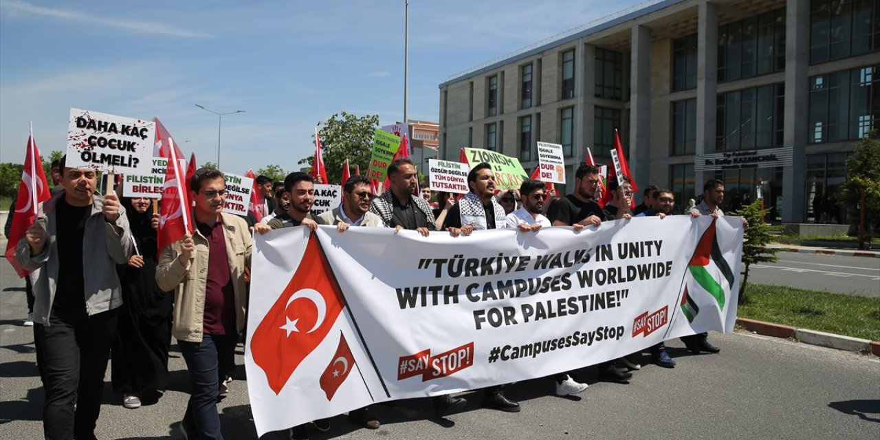 Edirne’de üniversite öğrencileri İsrail'i protesto etti