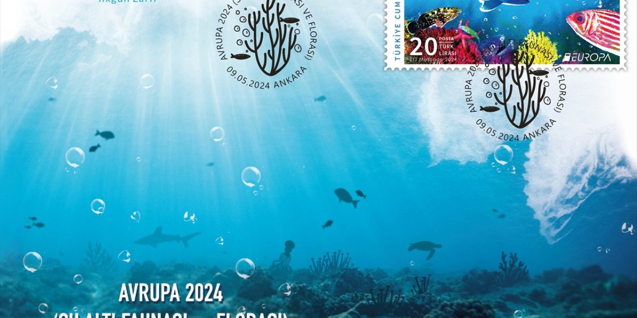 PTT'den "Avrupa 2024 (Su Altı Faunası ve Florası)" konulu anma pulu ve ilk gün zarfı