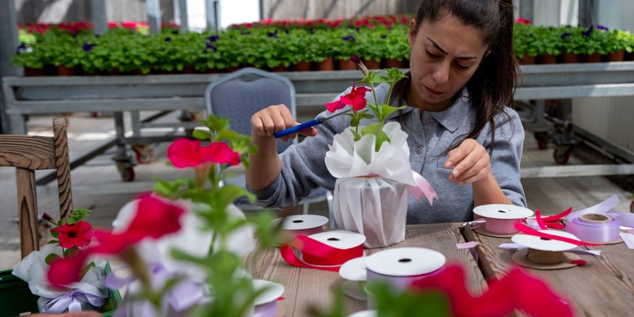 Meclis serasında üretilen çiçekler "Anneler Günü" için hazırlandı