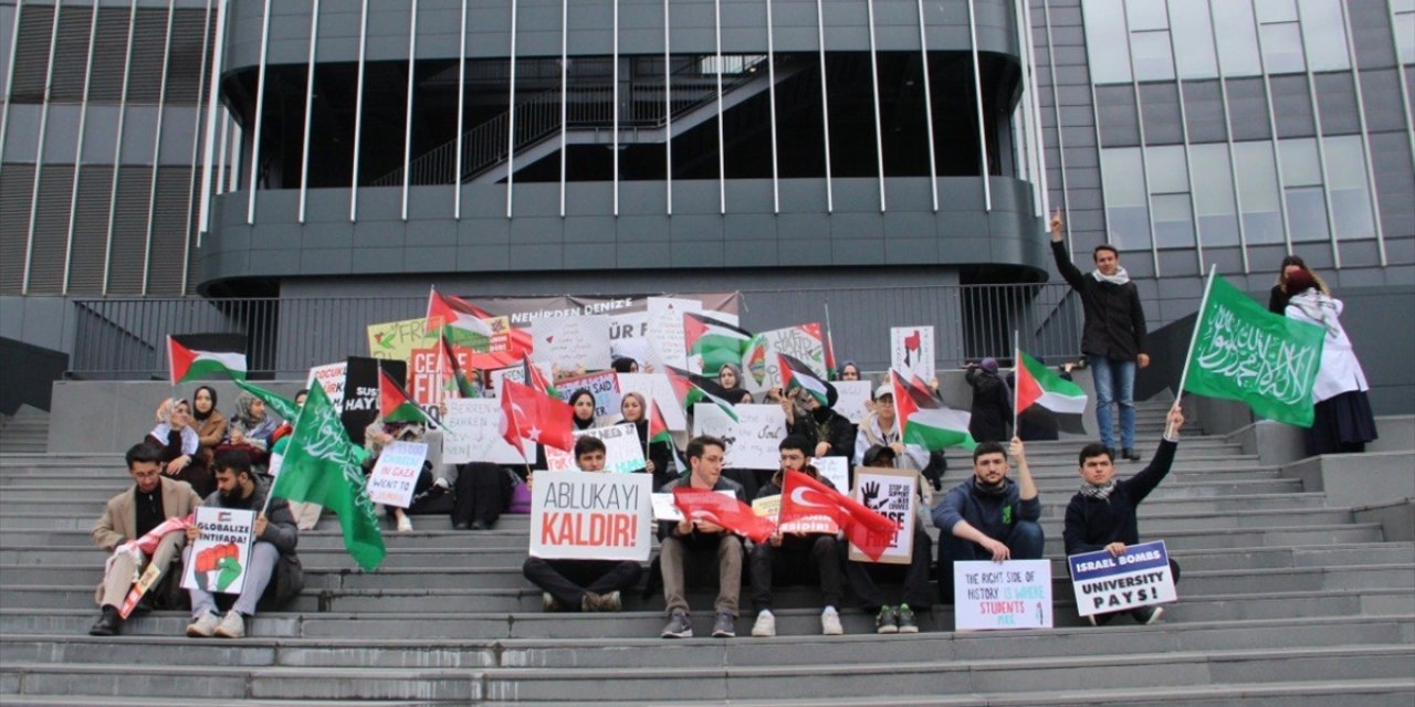 İstanbul Medipol Üniversitesi öğrencilerinin Filistin'e destek eylemi 6'ncı gününde