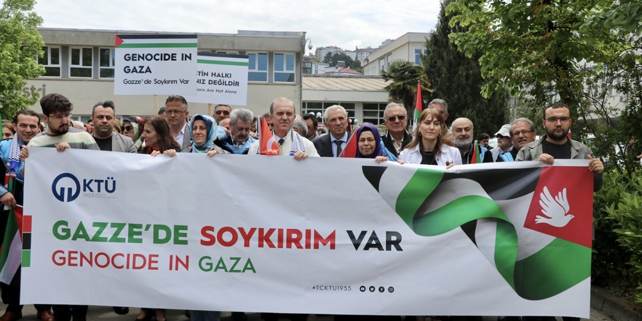 KTÜ'de İsrail'in Gazze'ye yönelik saldırıları protesto edildi