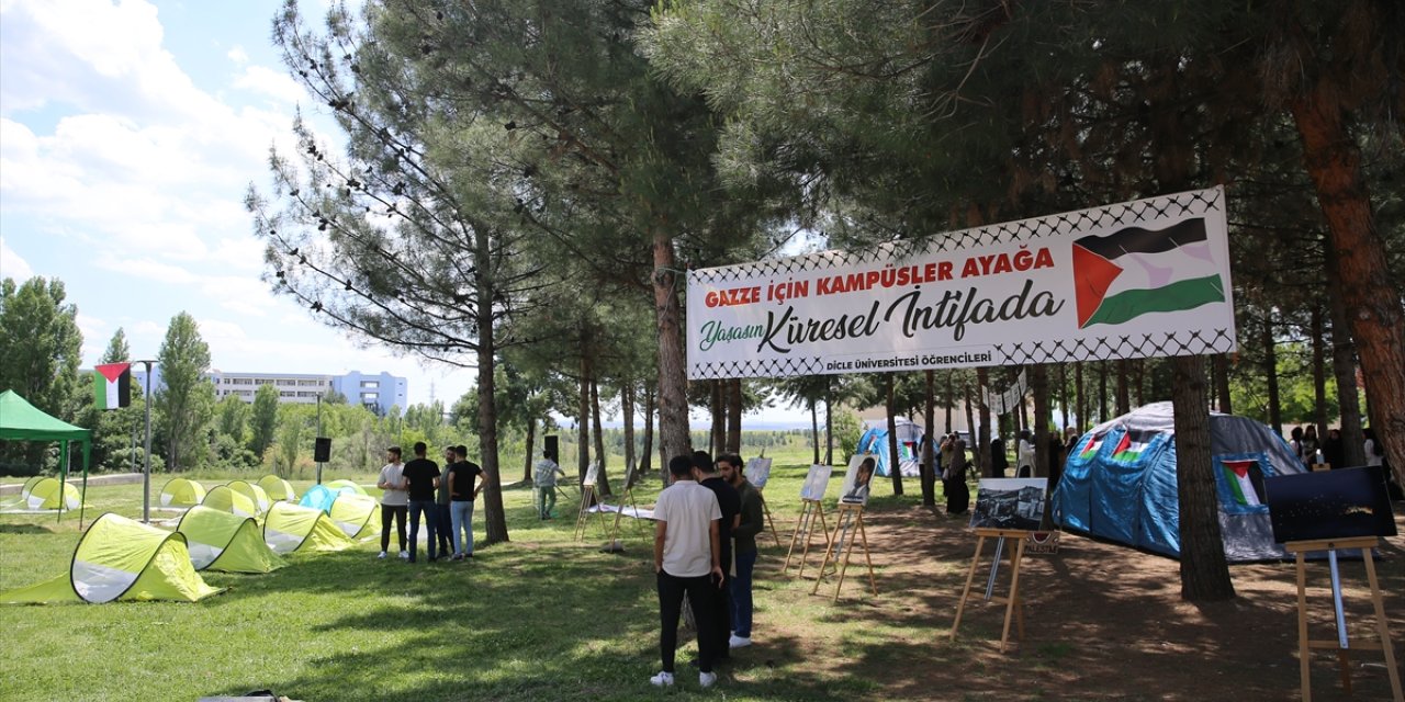 Diyarbakır'da üniversite yerleşkesinde "Gazze Dayanışma Çadırı" kuruldu