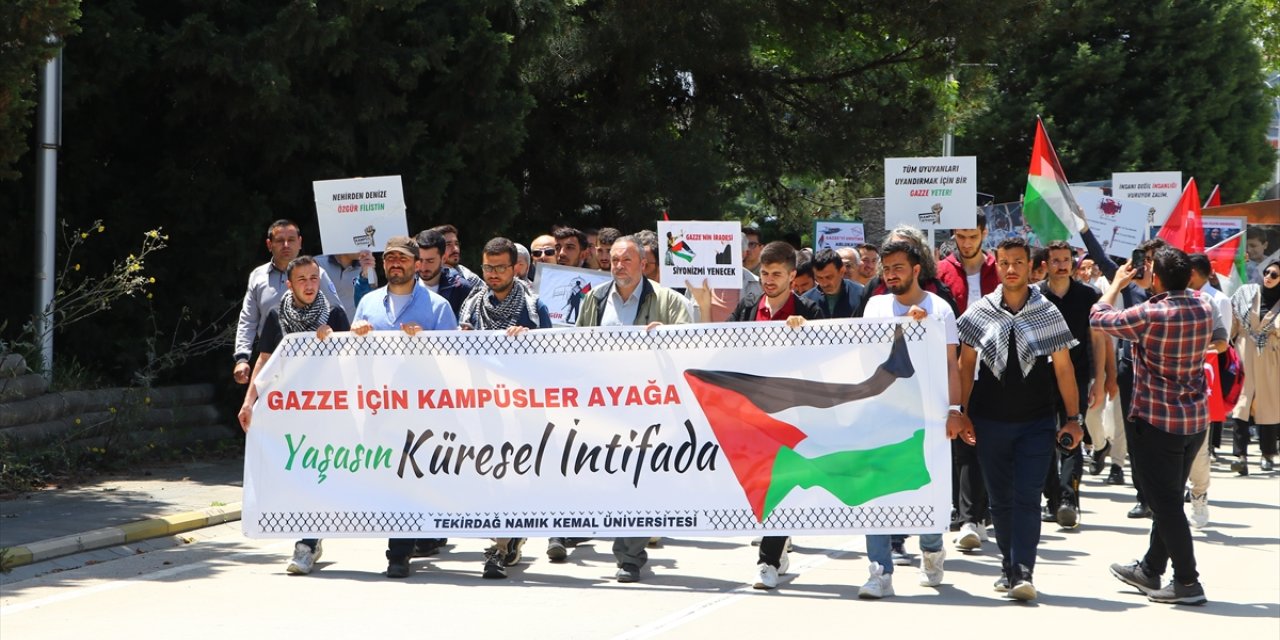 Tekirdağ'da öğrenciler ve akademisyenler, Filistin'e destek için yürüdü
