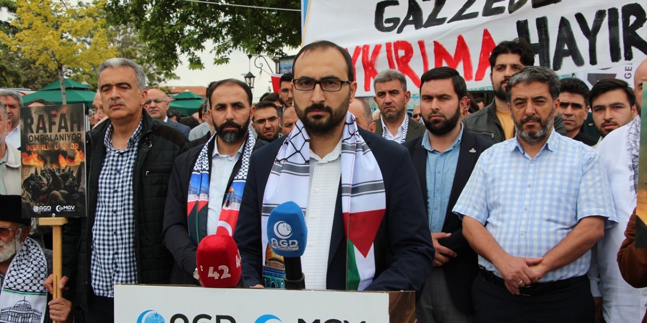 Konya ve Karaman'da İsrail'in Filistin'e yönelik saldırıları protesto edildi