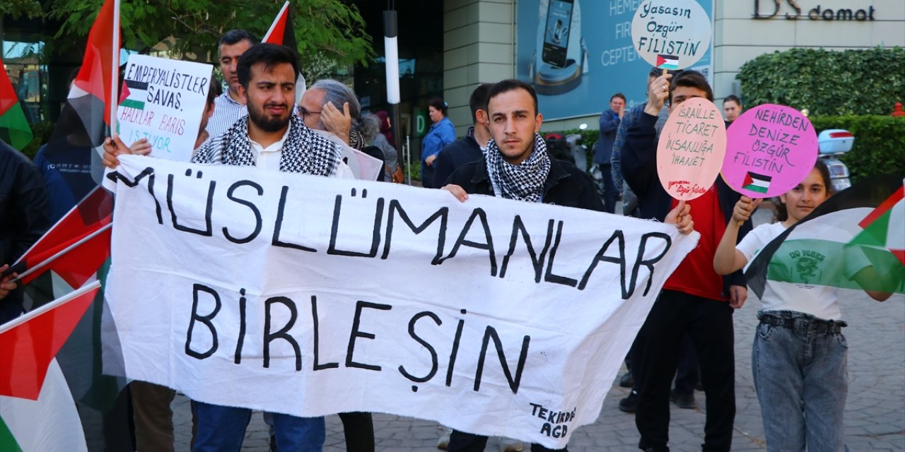 Tekirdağ'da İsrail'in Gazze'ye yönelik saldırıları protesto edildi