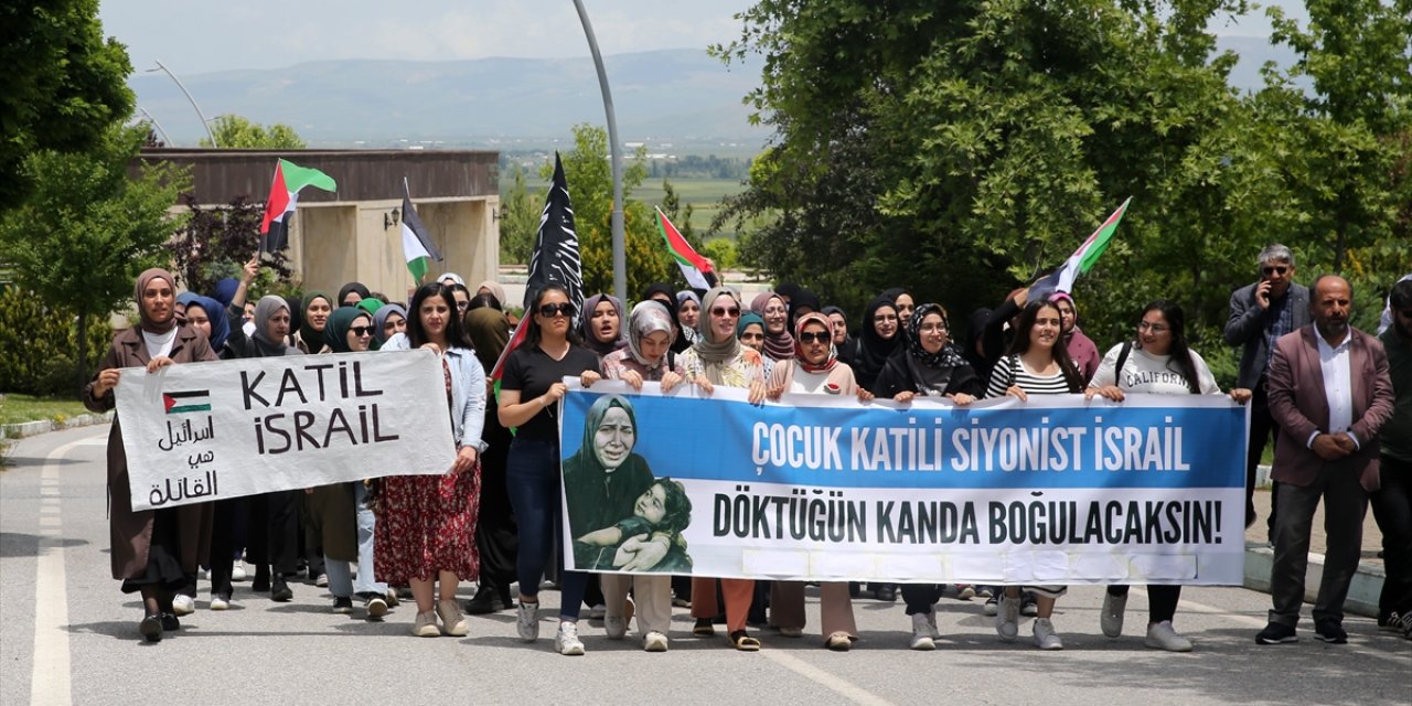 Muş'ta akademisyenler ve üniversite öğrencilerinden Filistin'e destek yürüyüşü