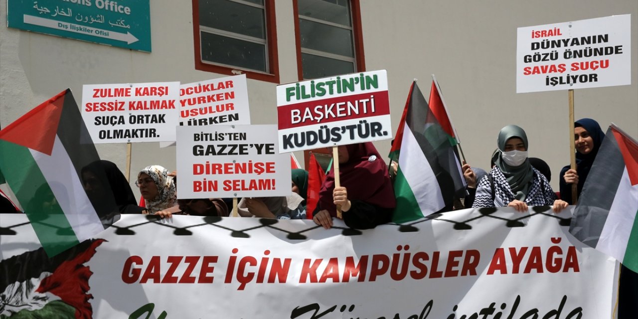 İsrail'in Gazze'ye yönelik saldırıları Bitlis'te protesto edildi