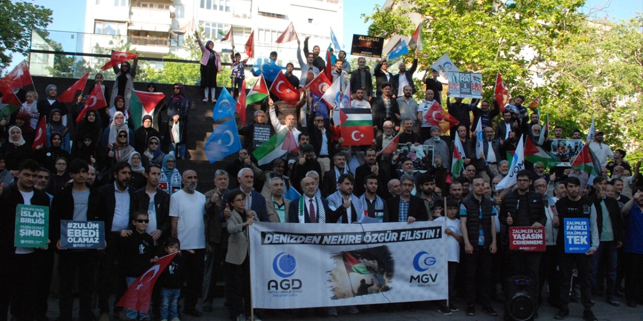 Eskişehir'de İsrail'in Refah'taki kampa saldırısı protesto edildi