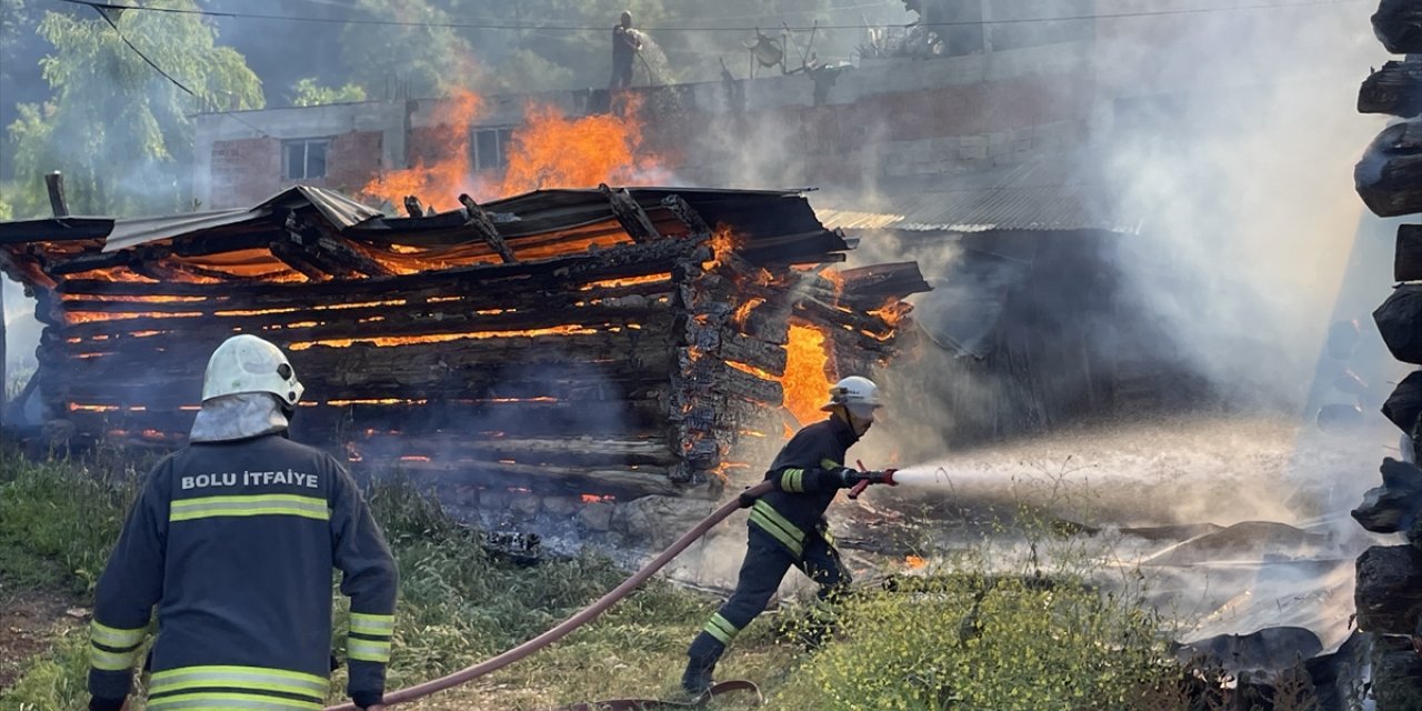 Bolu'da çıkan yangında samanlık, odunluk ve ahır yandı