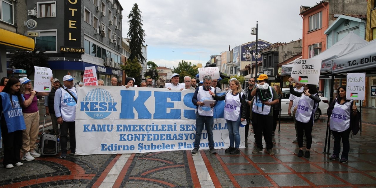Edirne'de İsrail'in Gazze'ye saldırıları protesto edildi