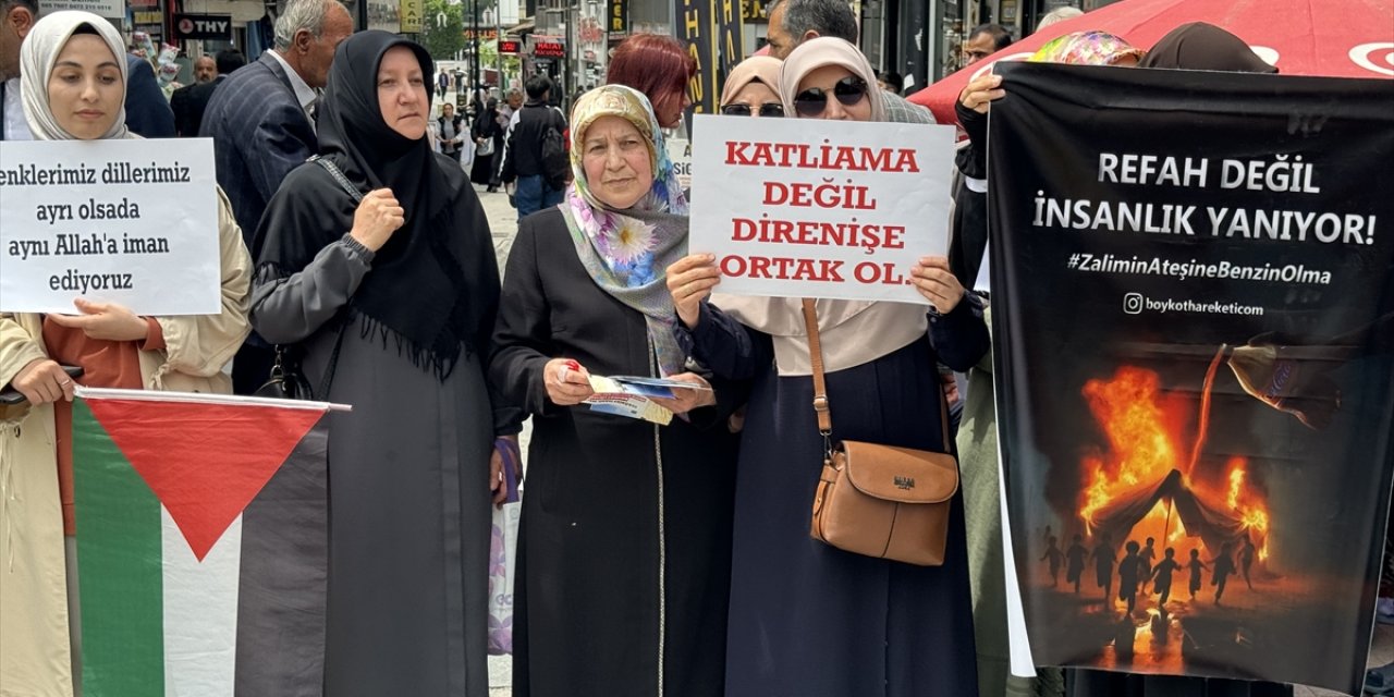 İsrail'in Gazze'ye yönelik saldırıları Ağrı'da protesto edildi