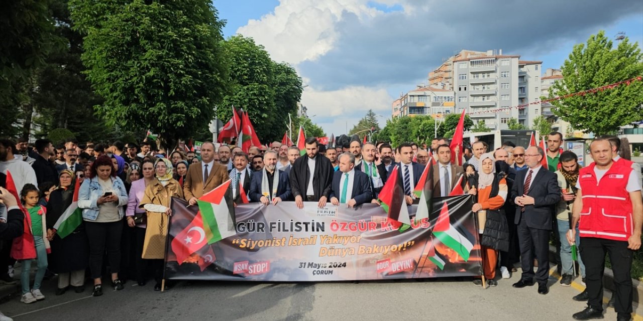 Çorum'da "Özgür Filistin Yürüyüşü" düzenlendi