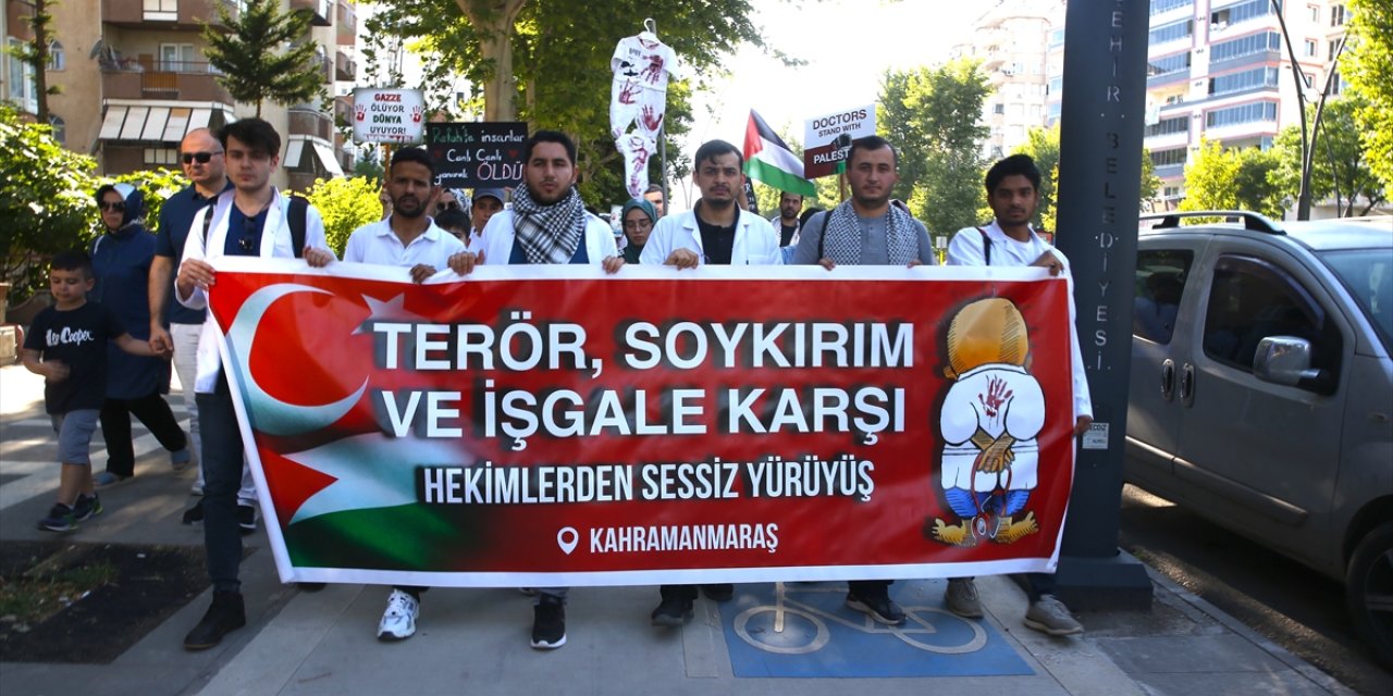 Kahramanmaraş'ta hekimler ve sağlık çalışanları İsrail'in saldırılarını "sessiz yürüyüş"le kınadı